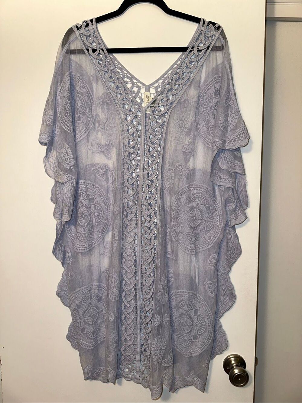 Rachel Zoe Women’s One Size Periwinkle Purple Lace V Neck Tunic Cover Up EUC
